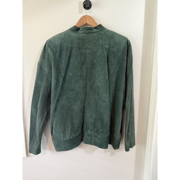 Vintage Green Leather Jacket/Cardigan Unisex Lg The Leather Factory Phase Texas. - Picture 2 of 7